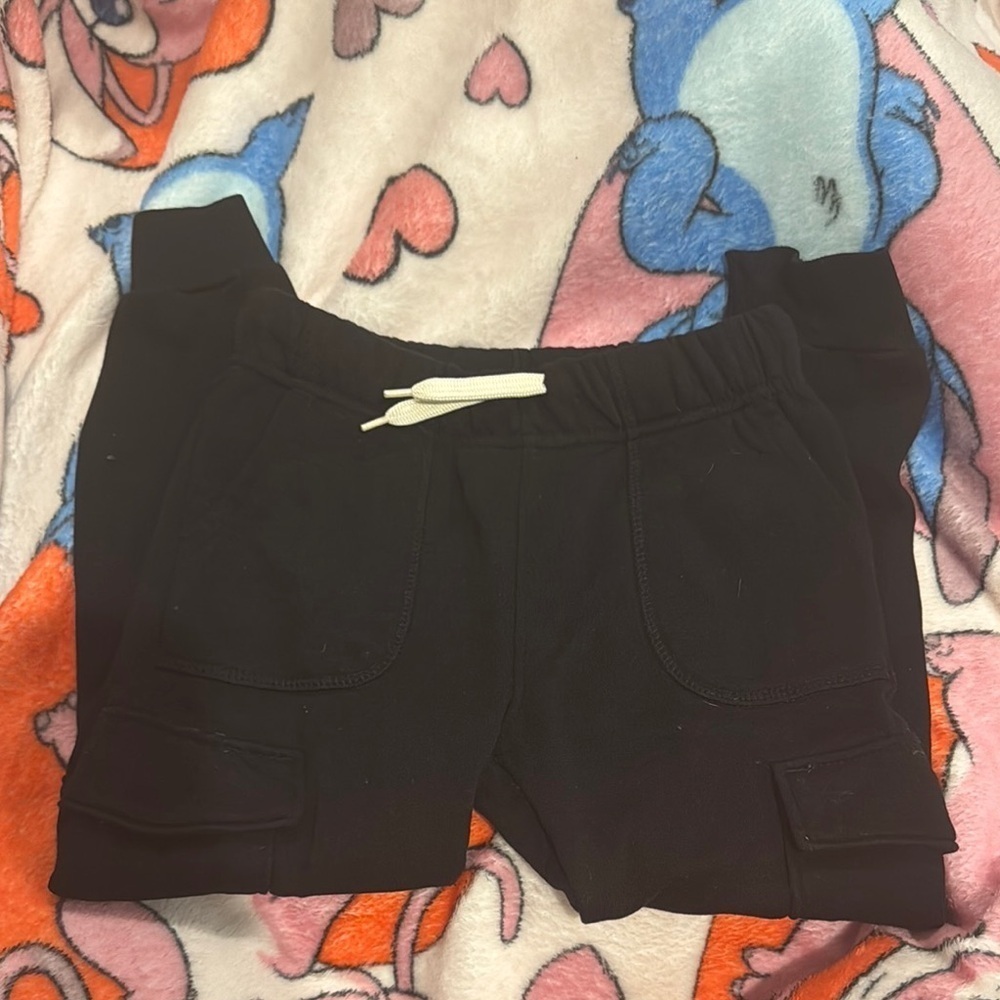 Kids Black Cargo Jogger Pants